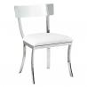 China Factory price silver stackable dining chair stainless steel frame square back armless chair wholesale