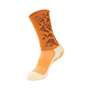 Gender-Neutral Long Crew Anti Slip Socks for Running and Football in Orange