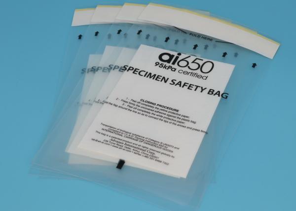 Transparent 95kPa Biohazard Bag , 95kPa Compliant Transport Bags With Custom
