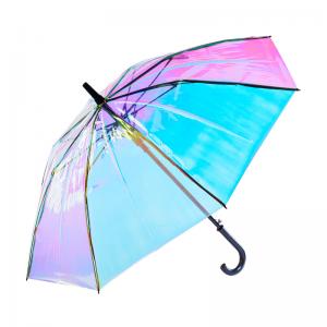 Beautiful Gradient Color Changing See Through Umbrella Shiny Rainbow Flashing Reflective