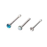 China Surgical Stainless Steel Nose Stud Jewelery 20G 0.8mm White Opal Gem on sale