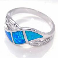 China High Quality Natural Greek Blue Opal Stone Engagement Ring for Gifts With 925 Sterling Silve on sale