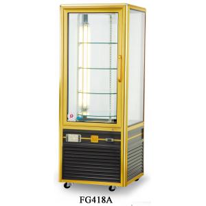 China 418L Fan Cooling Single Temperature Refrigerated Cake Display Cabinets All - Sides Glass Aluminium Frame supplier