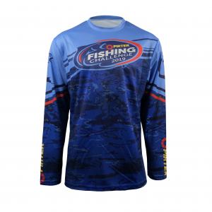 Men's Navy Cotton Long Sleeve Sublimation Fishing Jersey Shirt with Customized Design