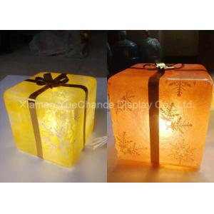 China Compact Transparent Decoration Yellow Resin Christmas Gift Box With Light Inside supplier