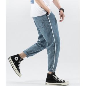 Small moq clothing manufacturers  11Z To 130Z Fabric Men Pants Light Blue Cropped Trousers With Pockets