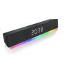 Dual 2-inch Driver Soundbar With 10W RMS Total Output RGB Clock 5 Input Modes BT/FM/USB/TF/AUX ABS + Iron Mesh Construction