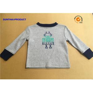 China 100% Cotton Children T Shirt Long Sleeve Round Neck Heather Gray SGS Certified supplier
