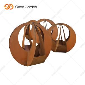 Simple Design Customizable Round Corten Steel Planter With Saucer For Home Decor