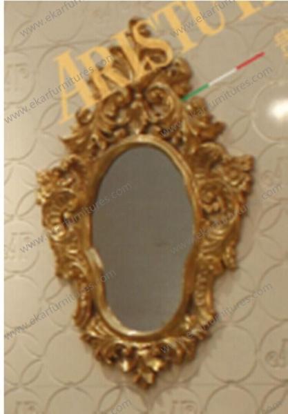 Shaped Wall Dresser Mirror with Carven frame golden color AG-308