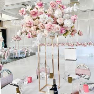 ZT-369  Hot sale  square  gold metal flower stand for wedding decoration
