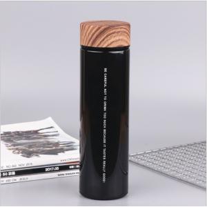 China Wholesale Wood Grain Cover Straight Business Office Gifts Thermos Stainless Steel Water Bottle supplier