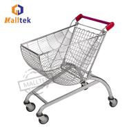 China Fan Shaped Metal Shopping Trolley Cart For Supermarket Grocery Foldable Trolley on sale