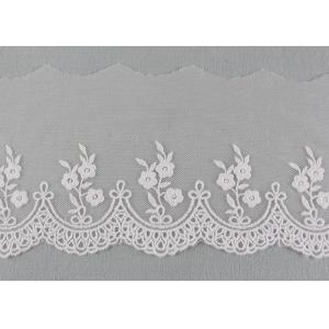 Embroidered Floral Lace Fabric Scolloped Edging Nylon Mesh Cotton Lace Bridal Ribbon