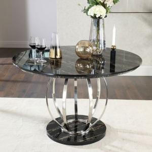 Savory Marble Top Stainless Steel Silver Dining Table With Chairs Set H75cm