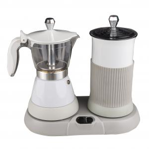 China Automatic 2 In 1 Espresso Cappucinno Cooker With Milk Frother Gift Set Electric Coffee Maker And Milk Frother Set supplier