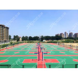 China Full Silicone Material Tennis Sport Court Flooring In Blue Color All Weather Resistance supplier