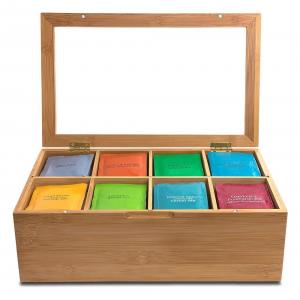 China trend selling bamboo tea bag organizer tea boxes for sale with detachable divider supplier