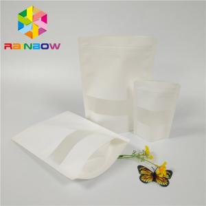 China Matt White Plastic Pouches Packaging Doypack Poly Zip Lock Stand Up Pouch Rectangle Window supplier