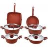 stainless steel lid red stone aluminum color cookware set 10 pcs FDA approval