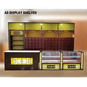 China Chinese Style Pharmacy Display Shelves Medical Shop Racks With Light Box supplier