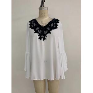 China Na Womens Chiffon Shirt White Color Technics Garment Dyed  Yk25685 supplier