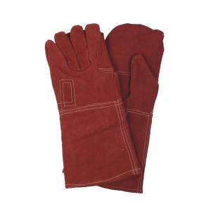 Full Lining High Temperature Resistance Red Cow Split Leather Working Welding Gloves