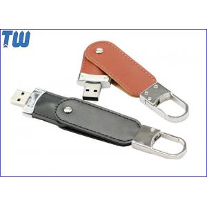 China 360 Degree Swivel Leather 4GB USB Flash Drive Metal Buckle Design supplier