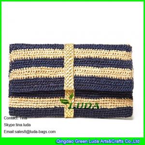 China LUDA Metallic Braid Clutch striped raffia handbag women straw clutch bag supplier