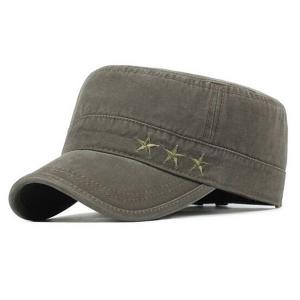 China Circle Ring Stars Style Mens Flat Top Caps  , Grey Hollow Flat Top Military Hat For Training supplier