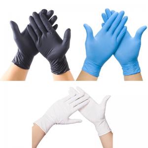 Black Nitrile Disposable Gloves Powder Free Non Allergic For Adult
