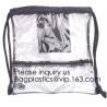 Clear Drawstring Bag - PVC Drawstring Backpack with Mesh Side Pockets for School