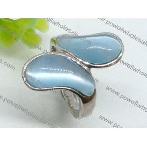 China ODM & OEM Silver Stainless Steel Enamel Band Ring with Double Blue Gemstone supplier