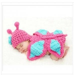 handmade pink butterfly  Baby Photography Prop  Crochet Hats  Crochet Knitted costume set