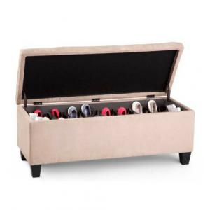 wholesale with new style shoe box storage , solid wood bench and   linen fabric