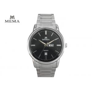 China Fashionable Deluxe Mens Quartz Watches Large Black Dial Scratch Resistant supplier