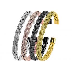 Wire rope twist Braided black bracelet Stainless Steel C-shaped opening titanium steel mesh twisted wire bracelet