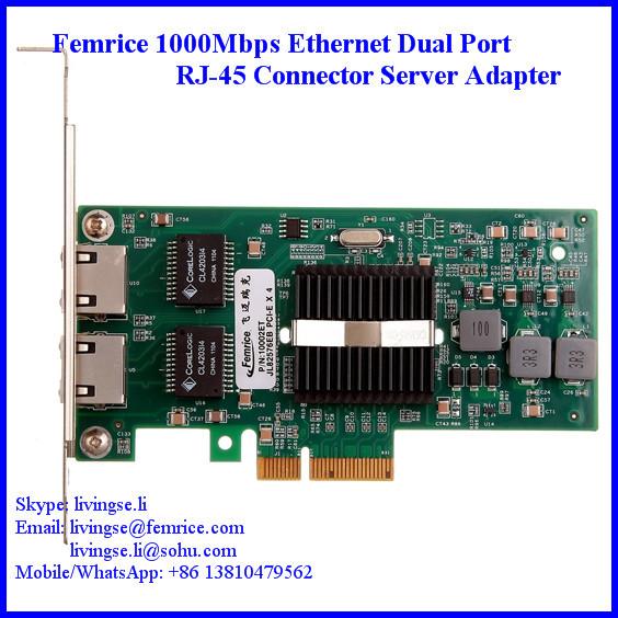 Dual Ports Gigabit Server Ethernet Network Card, RJ-45 Copper Cable 10002ET