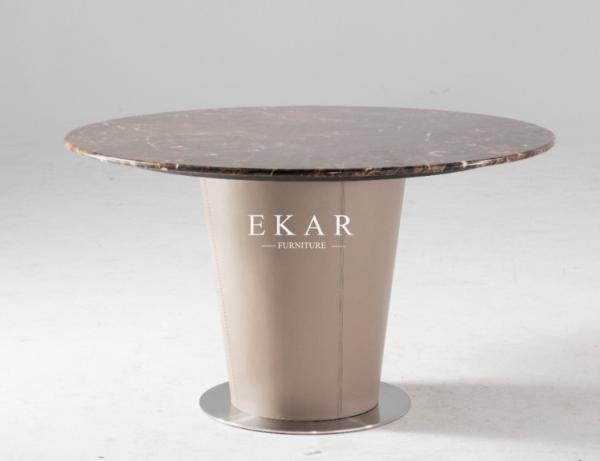 Round Italian Metal Base Marble Dining Table