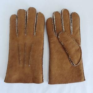 China Merino Shearling Sheepskin Mens Lambskin Gloves Customized Size Slink Lining supplier