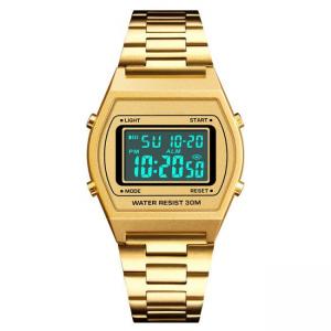 China Gold 39*34mm Waterproof Electronic Watch Led Digital Waterproof Watch Chronograph supplier