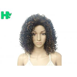China Kinky Curly Short Synthetic Wigs Natural Looking Brown Mixed Black supplier