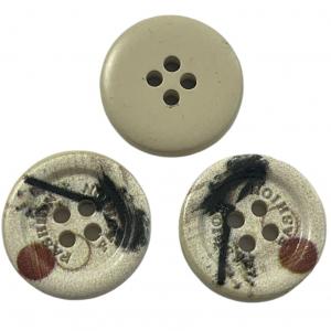 Silk Printed Fancy Plastic Buttons 4 Hole In 28L For Shirt Coat