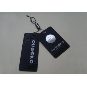 China Printed Paper Hang Tags For Clothing Line Plastic Seal Tag UV Coating Silver Foil Logo wholesale