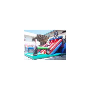 Giant Colorful Super Man Inflatable Dry Slide OEM 0.55mm PVC Tarpaulin For Outdoor