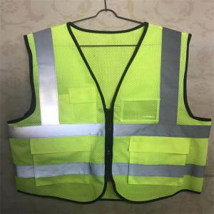 EN20471 Hi Vis Vest With Pockets For Construction Polyester Mesh