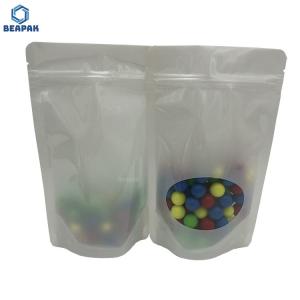 Resealable White Zipper PE Glossy Plastic Standing Pouch