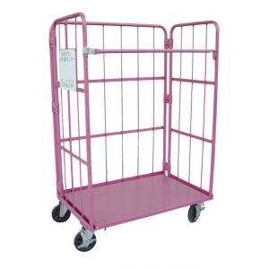 Metallic Folding Roll Cage Trolley Bright Electro Zinc Plated Finish