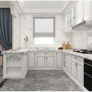 White 1.8cm Panel Solid Wood Kitchen Cabinets High Gloss Contemporary With Metal Handle