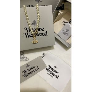 Vivienn* Westwo*d Full-Rhinestone Gold color Saturn Brooch Necklace with Swarovsk* Pearl and 18K Gold Plated Chain,yellow gold Color Saturn Brooch